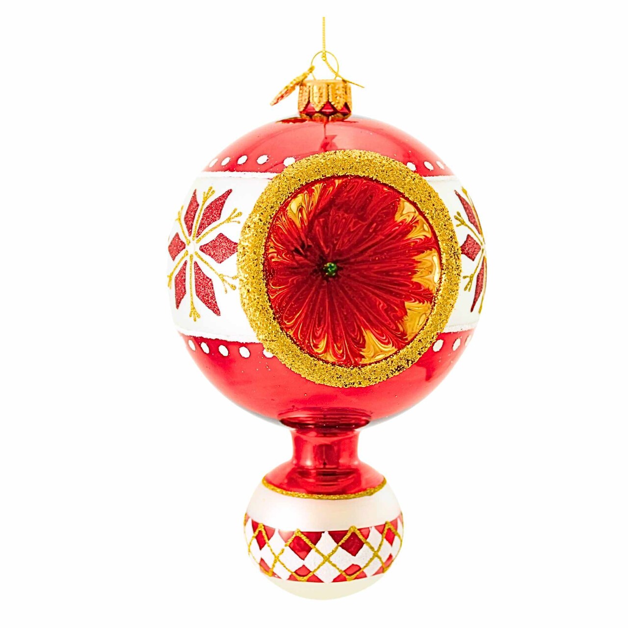 Huras Family 7.0 Inch Yuletide Charm Christmas Tree Ornament , Christmas Decor Classic Merry & Bright Drop Reflector